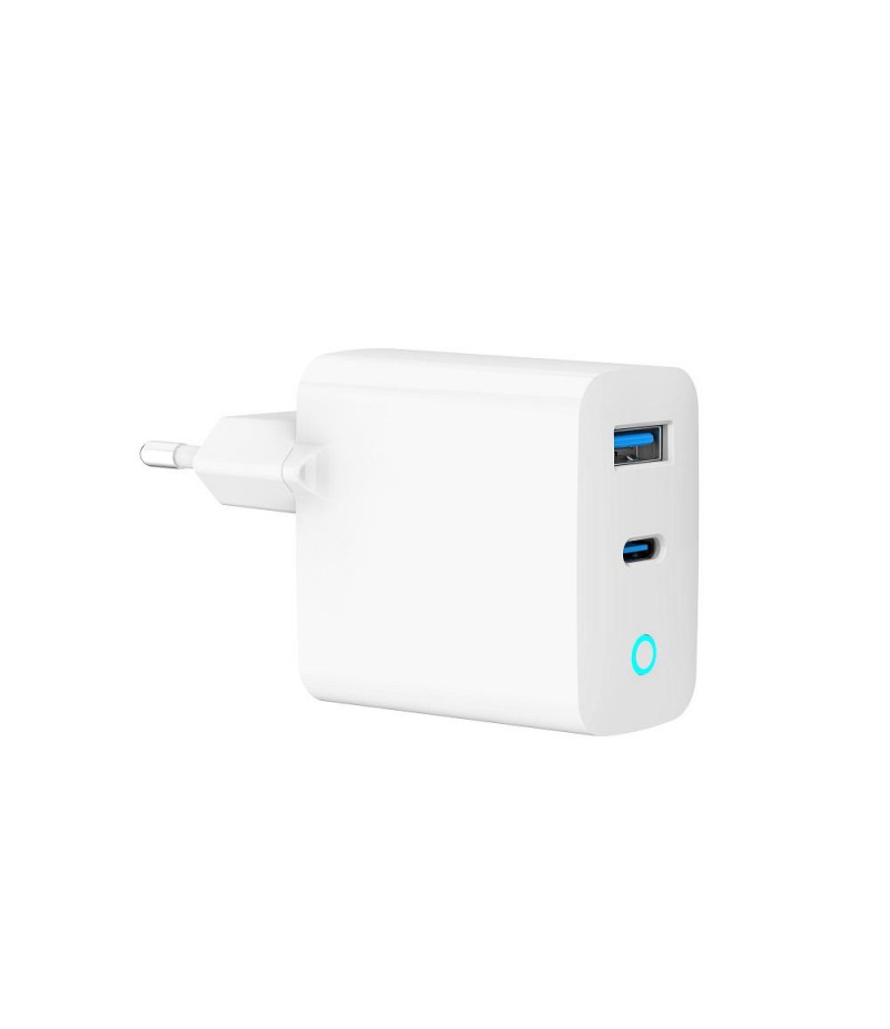 Ładowarka sieciowa USB GaN 65W 1 x USB Type-C + 1 x USB A PD Gembird Biała - obrazek 2