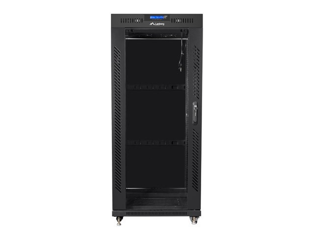 Szafa stojąca rack 19" 27U 600x600mm czarna (drzwi przednie szklane) LCD Lanberg