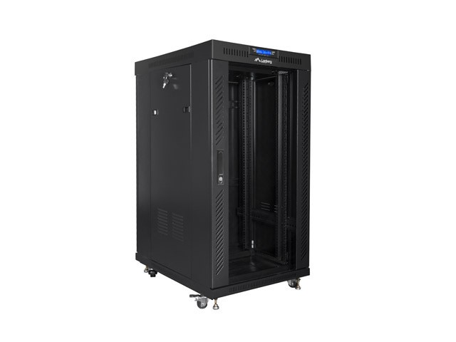 Szafa stojąca rack 19" 22U 600x800mm czarna (drzwi przednie szklane) LCD Lanberg - obrazek 2