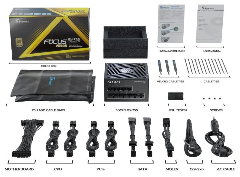 Zasilacz ATX 750W Seasonic FOCUS GX ATX 3.1 80 Plus Gold - obrazek 5