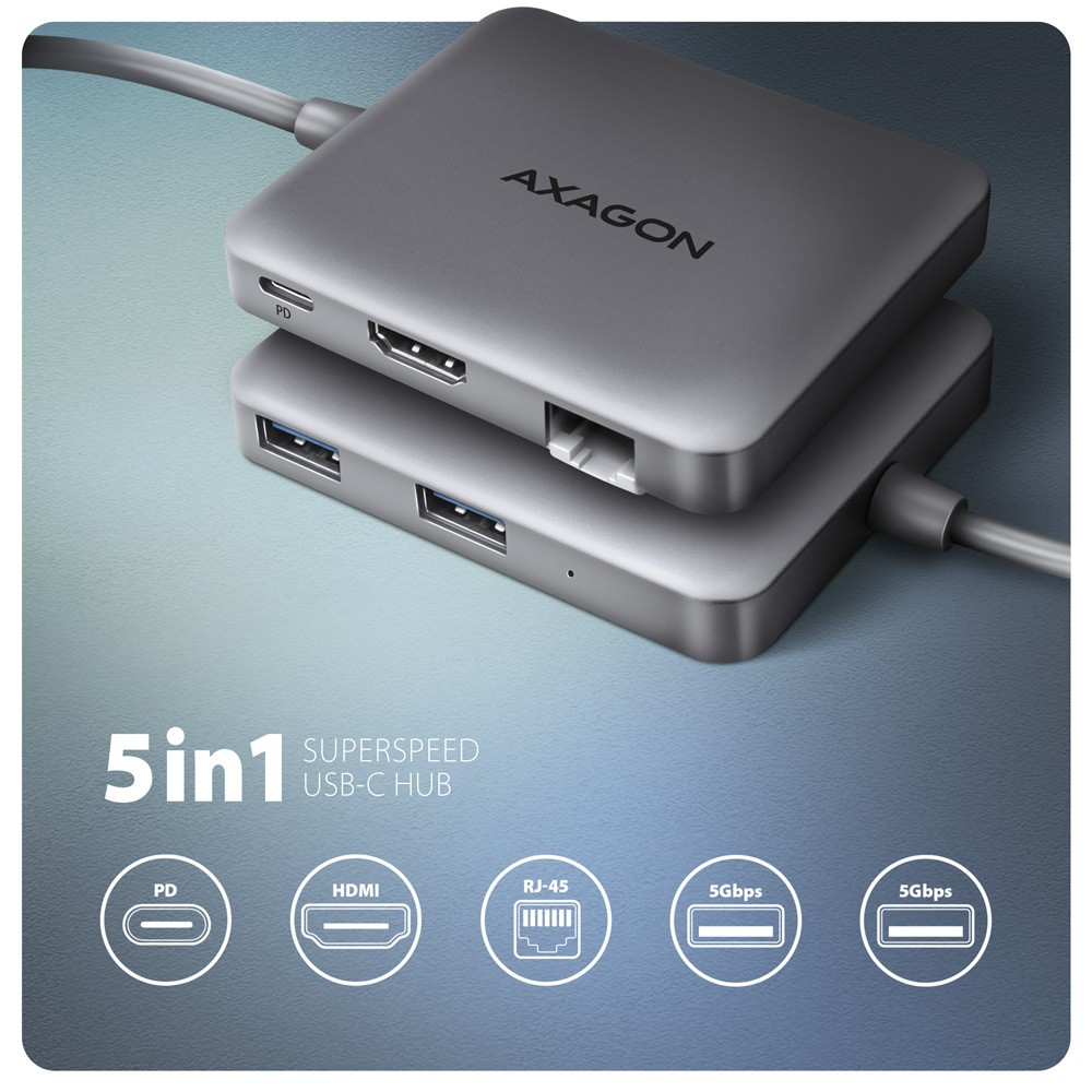 Stacja dokująca do laptopa USB Type-C 4K 1x HDMI 1x Ethernet 2x USB 3.0 1x USB-C PD 100W Axagon - obrazek 2