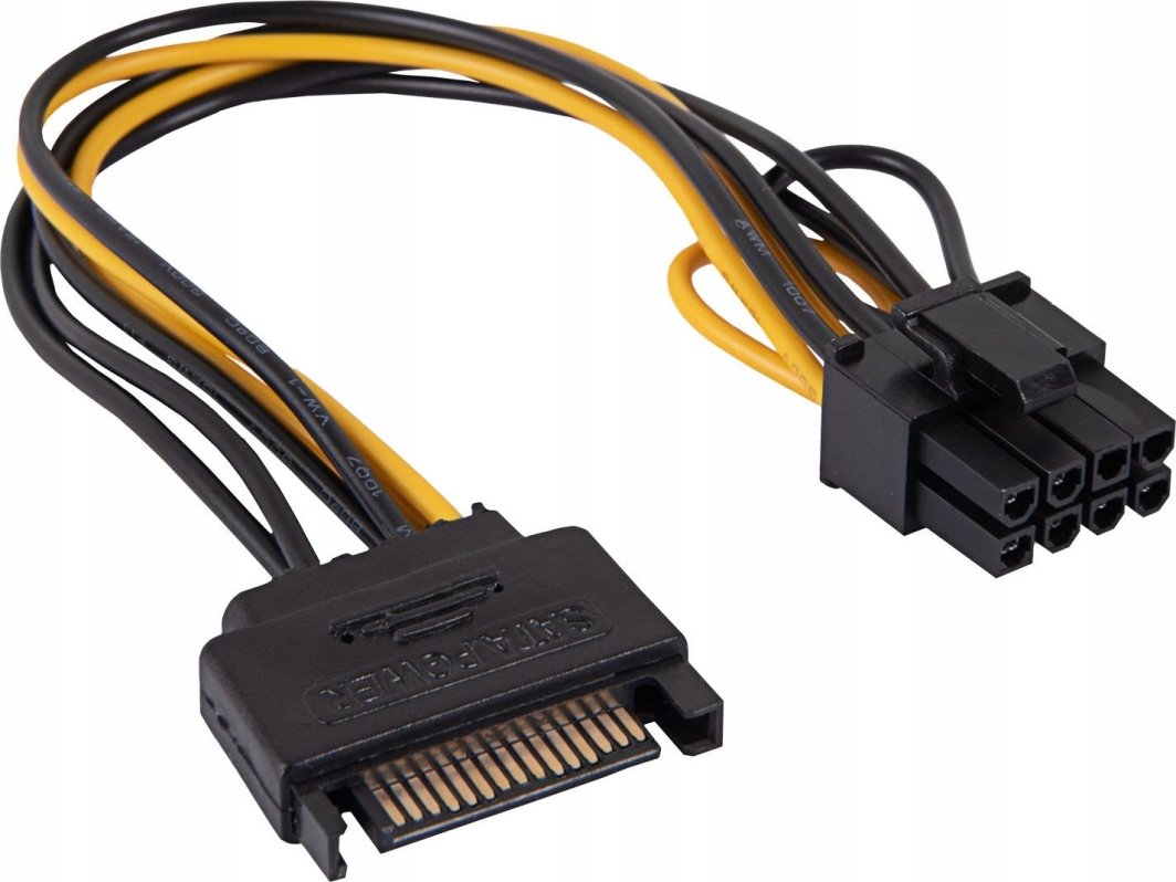 Adapter zasilania kart graficznych 2xSATA do PCI-E 6+2-pin Akyga