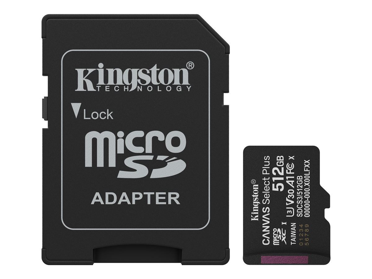 - karta pamieci MicroSD 512GB SDXC Kingston Canvas Select Plus 150MB/s + Adapter SD!