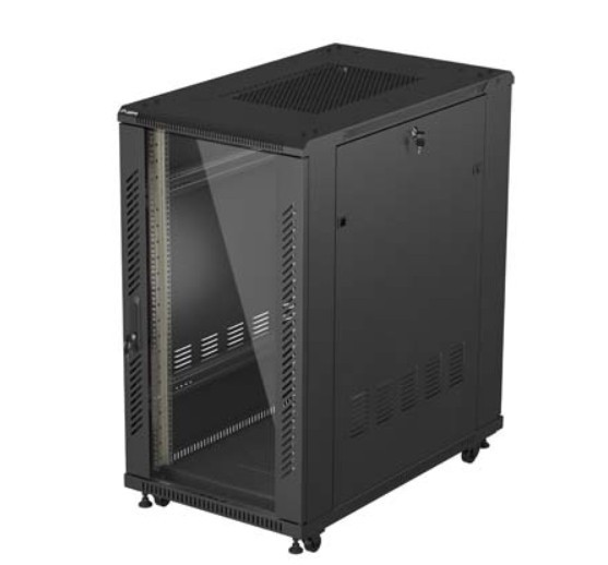 Szafa stojąca rack 19" 22U 600x1000mm czarna (drzwi przednie szklane) Lanberg