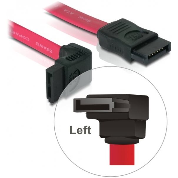 Kabel do dysków SATA 3  Data  0.5 m czerwony, kątowy  Delock