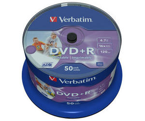 DVD+R VERBATIM 4.7GB x16 Cake *50 Printable Wide Photo