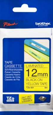 Taśma do drukarki etykiet Brother TZ631 12mm Czarne na żółtym - obrazek 3