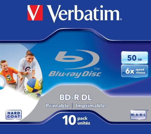 BD-R BluRay x6 50GB Verbatim Dual Layer Printable Jewel Case*10
