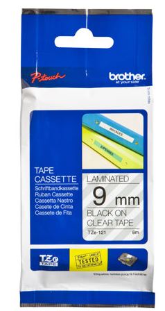 Taśma do drukarki etykiet Brother TZe121 9 mm Czarne na Przeźroczystym - obrazek 3