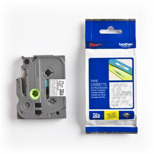 Taśma do drukarki etykiet Brother TZE135 12 mm Biały na Przeźroczystym - obrazek 4