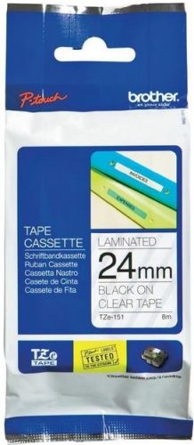 Taśma do drukarki etykiet Brother TZE151 24mm Czarny na Przeźroczystym - obrazek 3