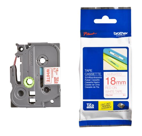 Taśma do drukarki etykiet Brother TZE242 18mm Czerwony na Białym - obrazek 2