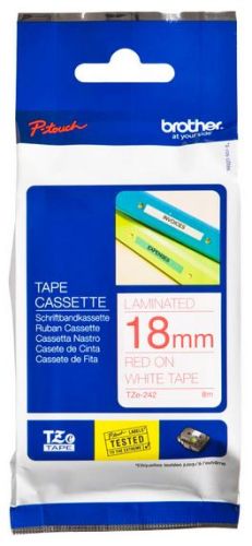 Taśma do drukarki etykiet Brother TZE242 18mm Czerwony na Białym - obrazek 3