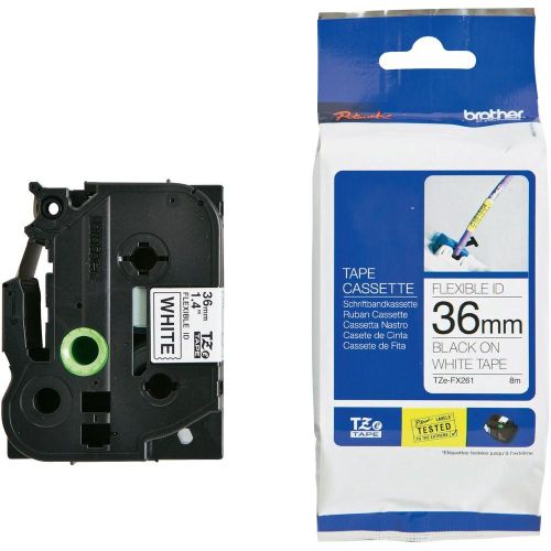 Taśma do drukarki etykiet Brother TZEFX261 36mm Czarny na Białym Flexible - obrazek 2