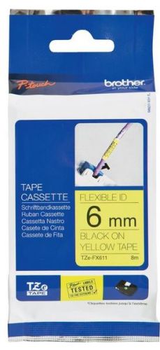 Taśma do drukarki etykiet Brother TZEFX611 6mm Czarny na Żółtym Flexible - obrazek 3