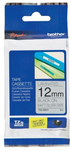 Taśma do drukarki etykiet Brother TZEM931 12mm Czarny na Srebrnym - obrazek 3