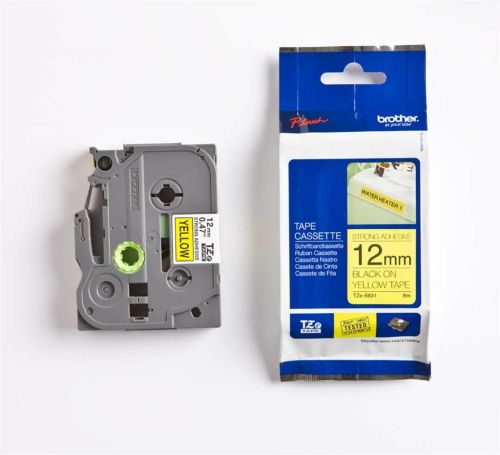 Taśma do drukarki etykiet Brother TZeS631 12mm Czarny na Żółtym - obrazek 2