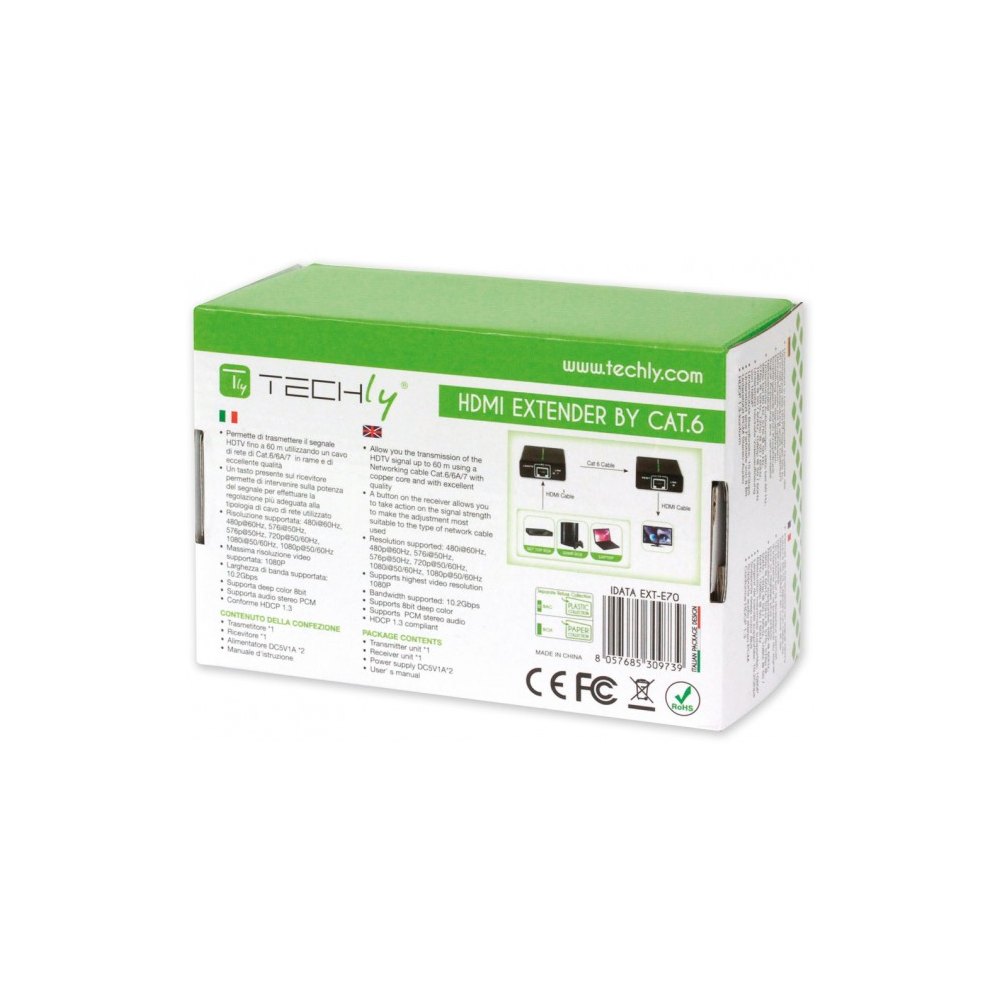 Extender HDMI po skrętce kat6/6a/7 do 60m Full HD 3D Techly - obrazek 5