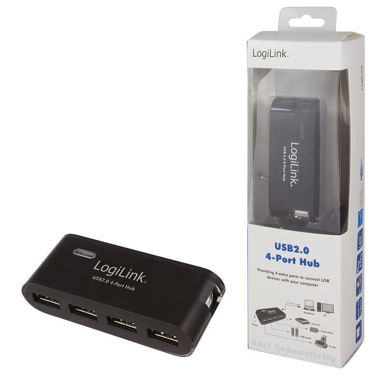 HUB USB 2.0 4 portowy LogiLink Slim + zasilacz - obrazek 2