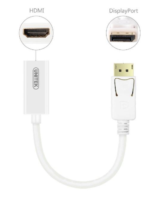 Adapter DisplayPort męski na HDMI żeński Unitek 4K Biały - obrazek 4