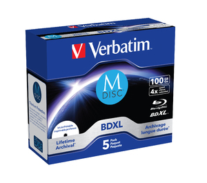 BD-R BluRay x4 100GB Verbatim M-Disc Jewel Case *5 Inkjet Printable - obrazek 2