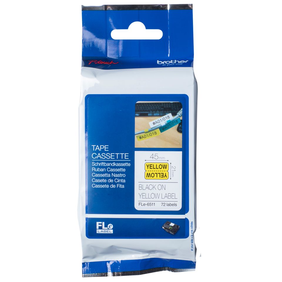 Taśma do drukarki etykiet Brother FLE6511 24mm Czarny na Żółtym - obrazek 4