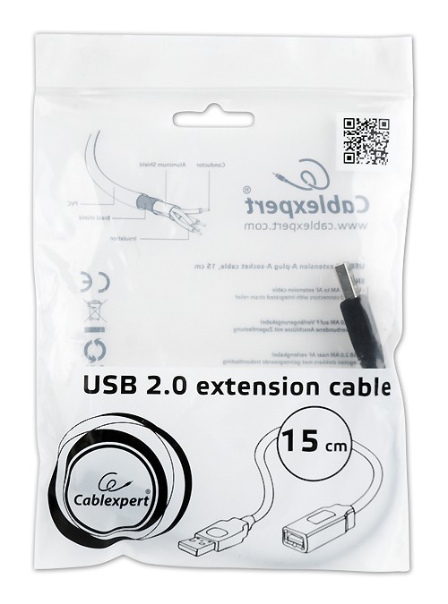 Kabel USB 2.0 przedłużacz 0.15 m Gembird - obrazek 2