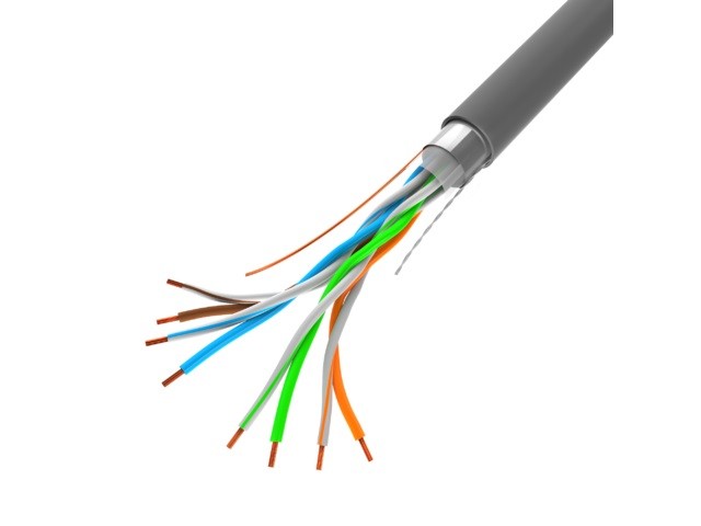 Kabel sieciowy FTP skrętka, Drut 305 m kat. 5e CU Szary Lanberg - obrazek 2