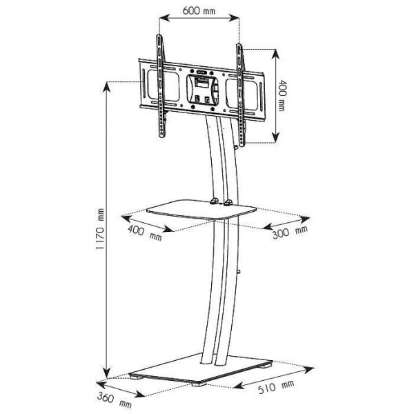 Stojak podłogowy do TV 32 - 70" 45kg z półką Techly - obrazek 3