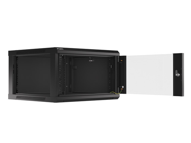 Szafa wisząca rack 19'' 6U 600x600mm czarna (drzwi przednie szklane) Langberg - obrazek 2