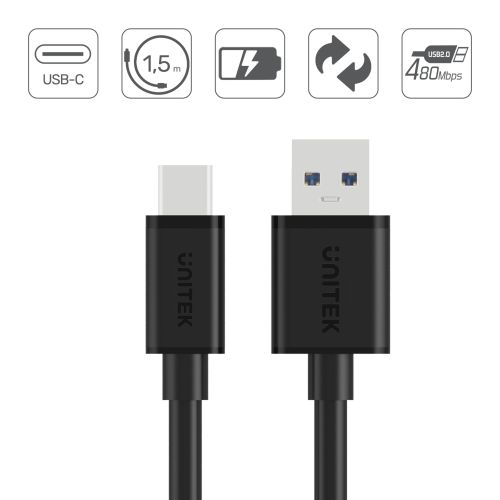 Kabel USB Type-C na USB-A 2.0 m Unitek - obrazek 5