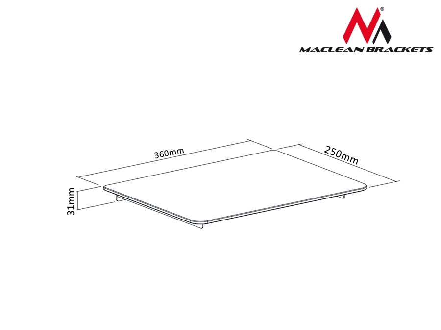 Półka pod sptrzęt RTV 360x250mm Maclean - obrazek 3