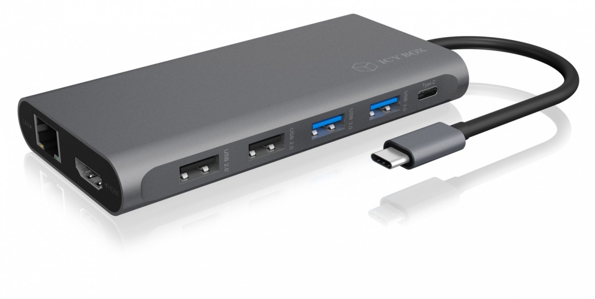 Stacja dokująca do laptopa USB Type-C  4K  1x DisplayPort 2x HDMI 1x Ethernet 2x USB 3.0 2xUSB2.0 1x SD 2x USB-C PD 100W  IcyBox