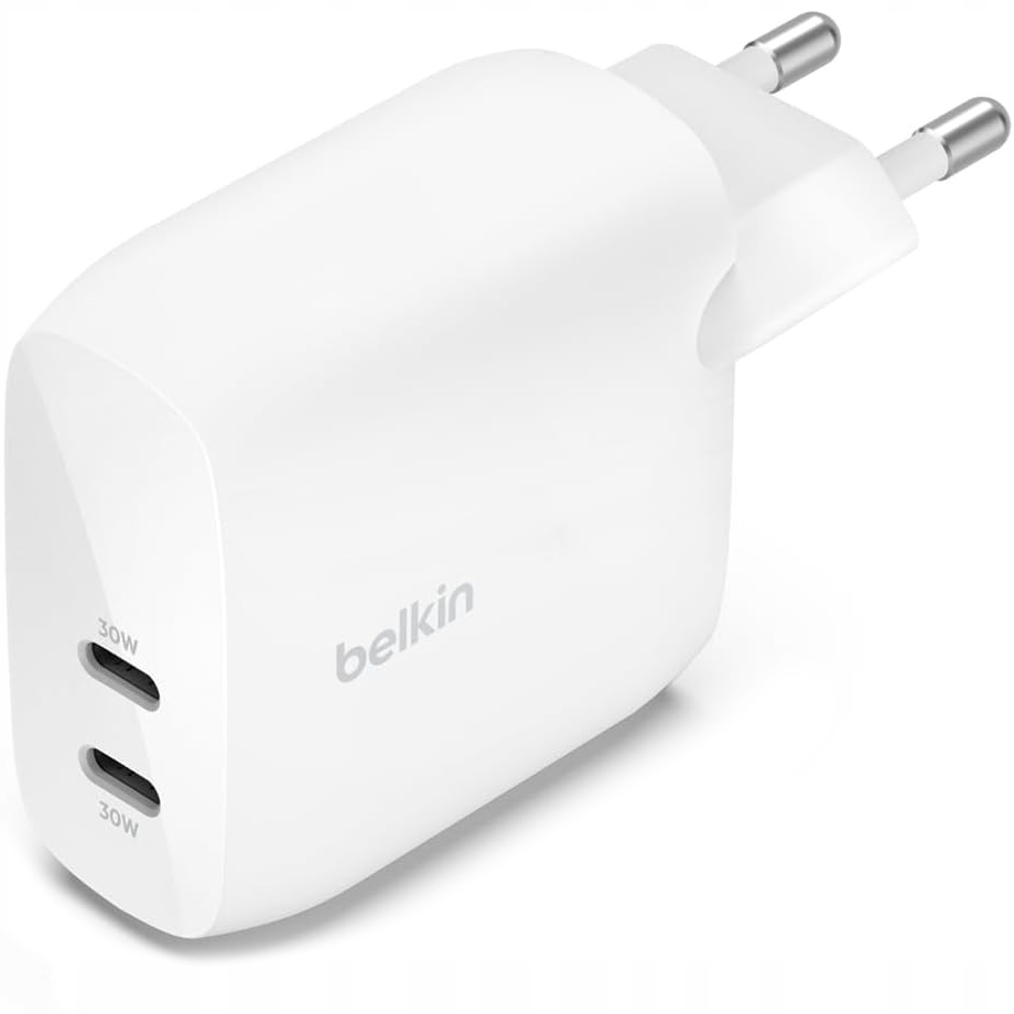 Ładowarka sieciowa  USB  60W  2 x USB Type-C  PD  Belkin  Biała