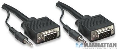 Kabel SVGA HD15 męski na HD15 męski + mini Jack, ekranowany 5 m Manhattan - obrazek 5