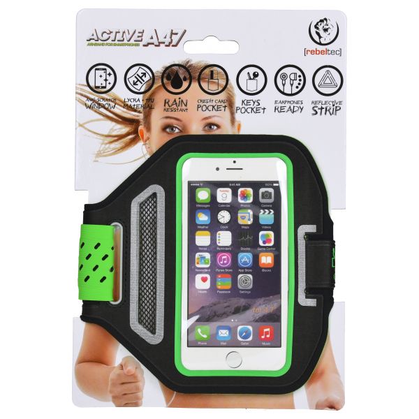 Etui opaska sportowa na ramię na telefon do 4,7" rebeltec ACTIVE A47 czarno-zielony - obrazek 2