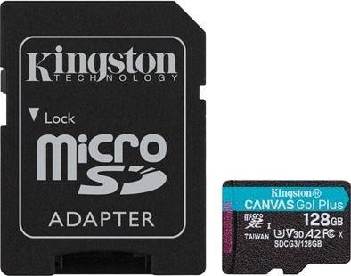 - karta pamieci MicroSD 128GB SDXC Kingston Canvas Go! Plus 170MB/90MB + Adapter SD!