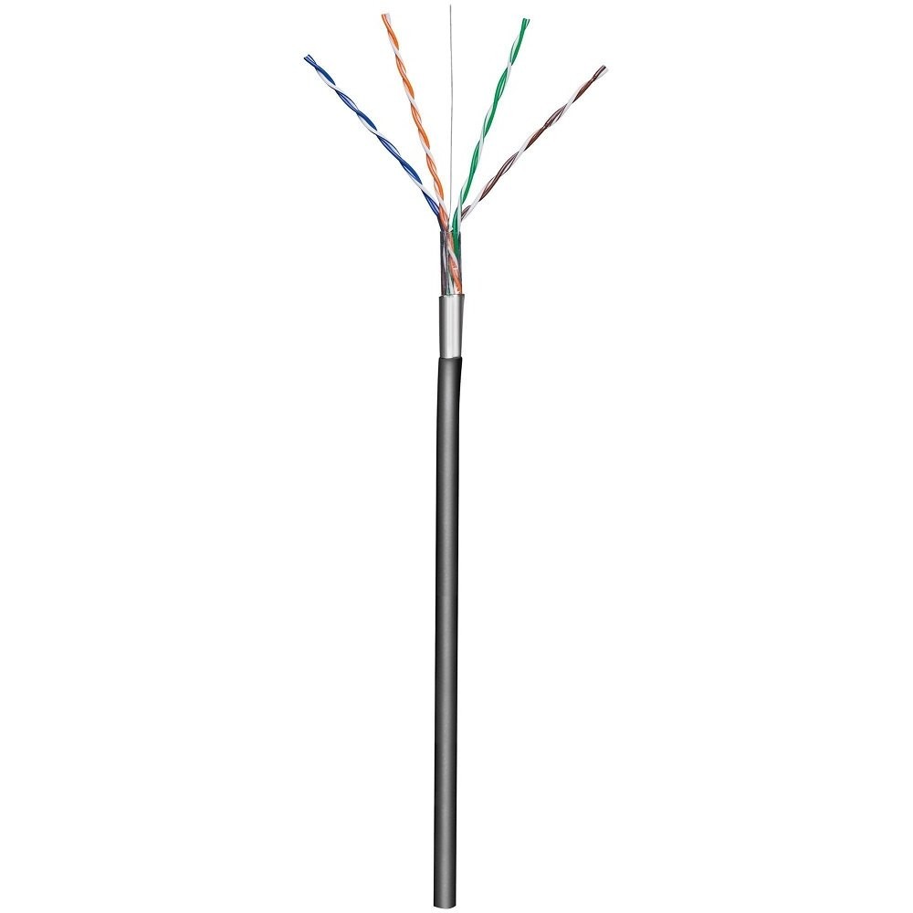 Kabel sieciowy UTP skrętka zewnętrzna, Drut 305 m kat. 5E CCA Czarny Techly - obrazek 2