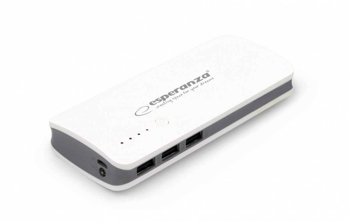 PowerBank Esperanza 8000mAh Radium Biało-szary
