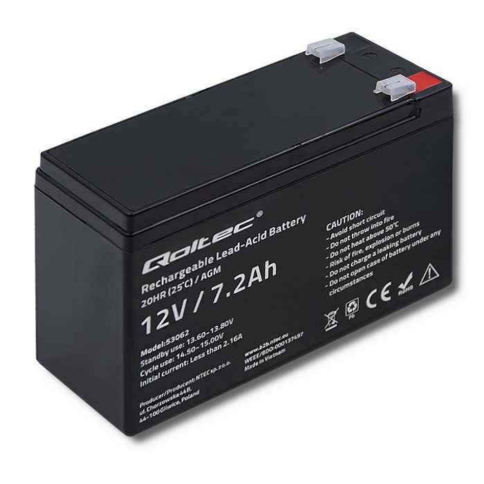 Akumulator UPS Qoltec AGM 12V 7.2Ah
