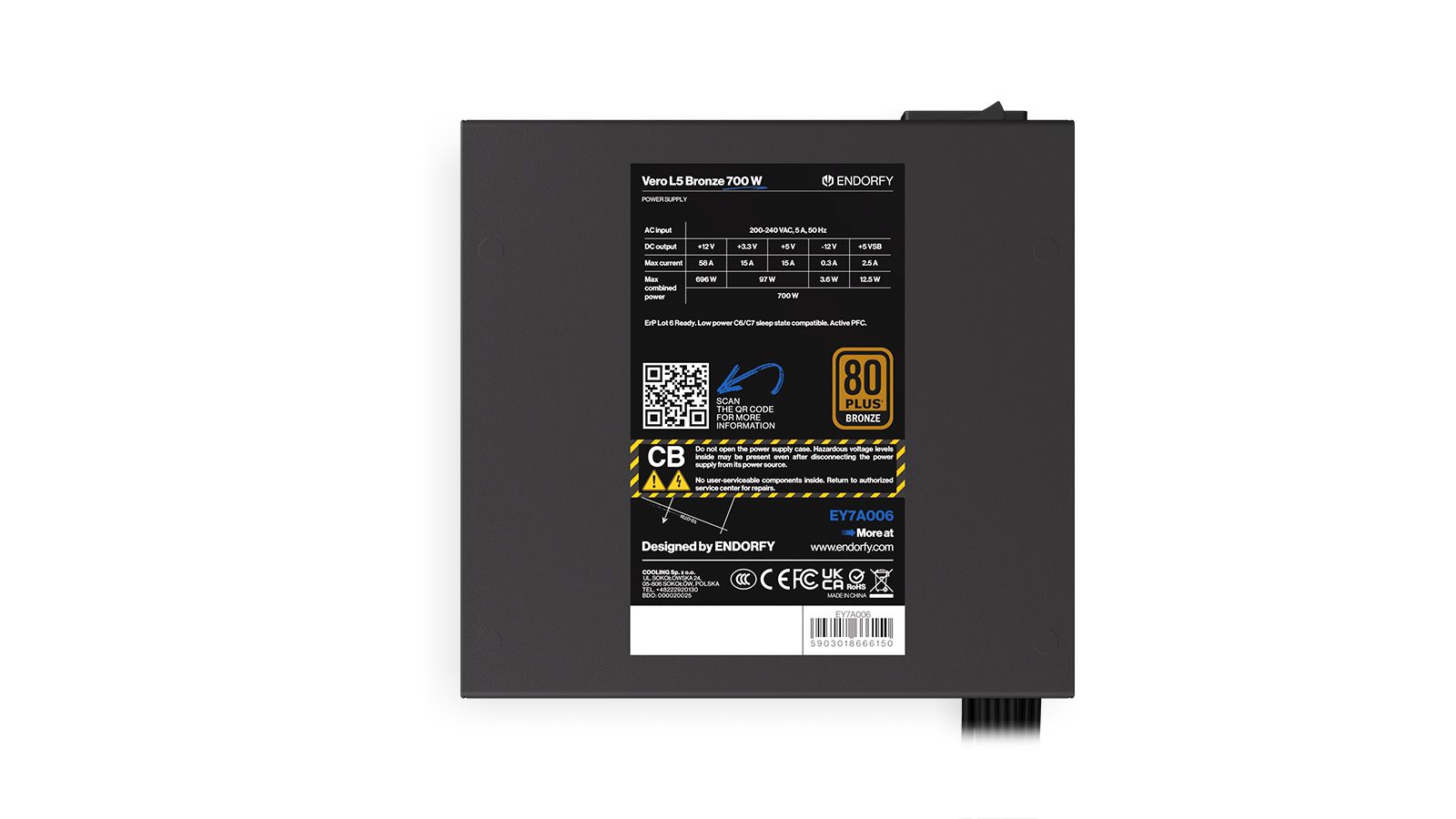 Zasilacz ATX 700W Endorfy Vero L5 80 Plus Bronze - obrazek 3