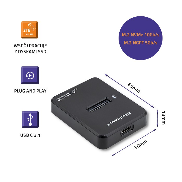 Stacja dokująca dla dysków SSD M.2 NVMe USB-C Qoltec - obrazek 3
