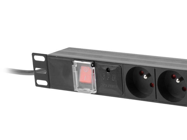 Listwa zasilająca Lanberg Rack 19" 1U 250V/16A 4000W 7 x FR ; wtyk Uni-schuko 2.0 m czarna - obrazek 4