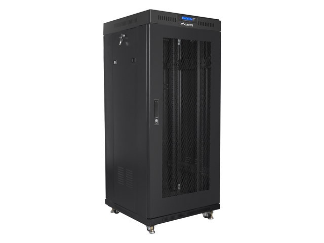 Szafa stojąca rack 19" 27U 600x600mm czarna (drzwi przednie perforowane) LCD Lanberg - obrazek 2