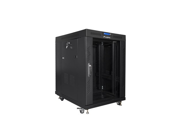 Szafa stojąca rack 19" 15U 600x800mm czarna (drzwi przednie szklane) LCD Lanberg - obrazek 5
