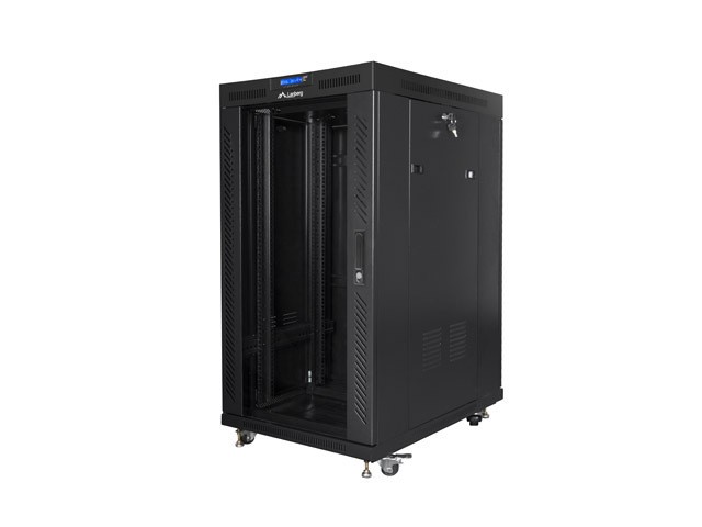 Szafa stojąca rack 19" 22U 800x1000mm czarna (drzwi przednie szklane) LCD Lanberg