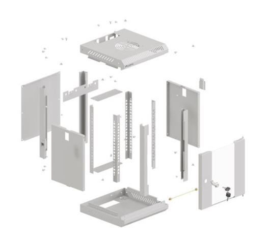 Szafa wisząca rack 10'' 6U 300x300mm szara (drzwi przednie szklane) Langberg - obrazek 2