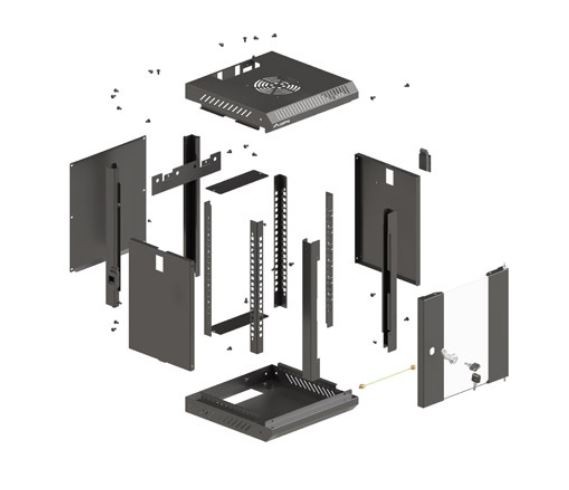 Szafa wisząca rack 10'' 4U 300x300mm czarna (drzwi przednie szklane) Langberg - obrazek 5