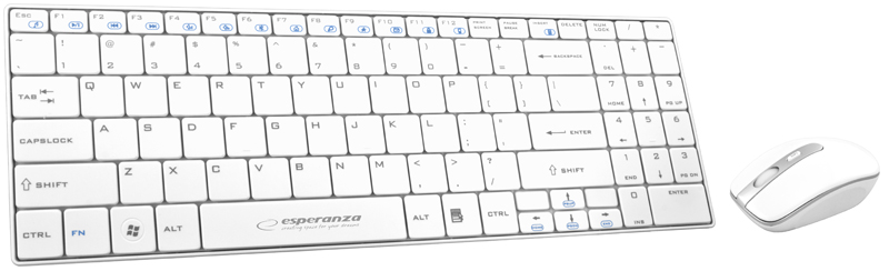Zestaw bezprzewodowy klawiatura + mysz Esperanza SLIM EK122W LIBERTY Biały