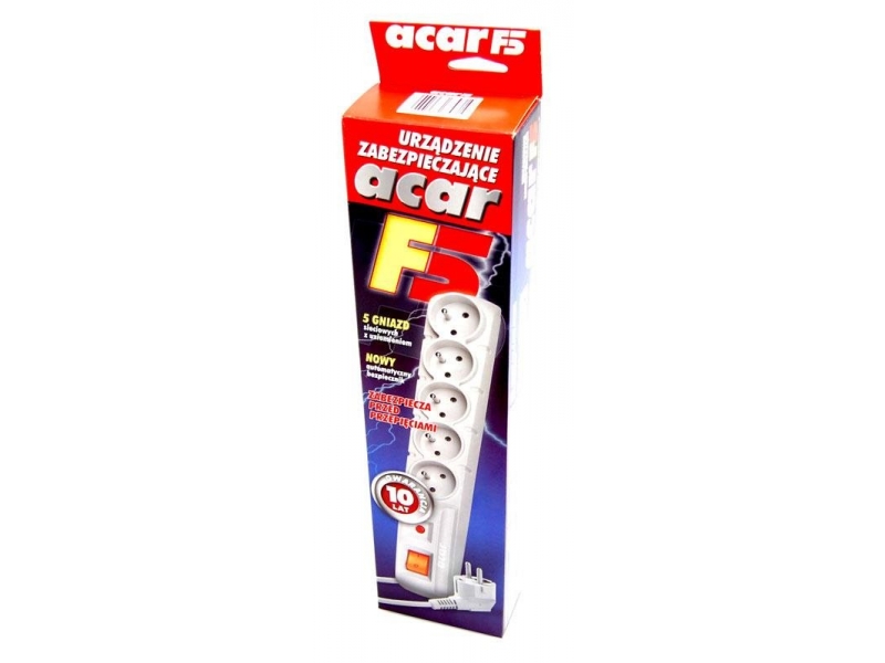 Listwa zasilająca Acar F5 5 gniazd 5.0 m Szara - obrazek 2